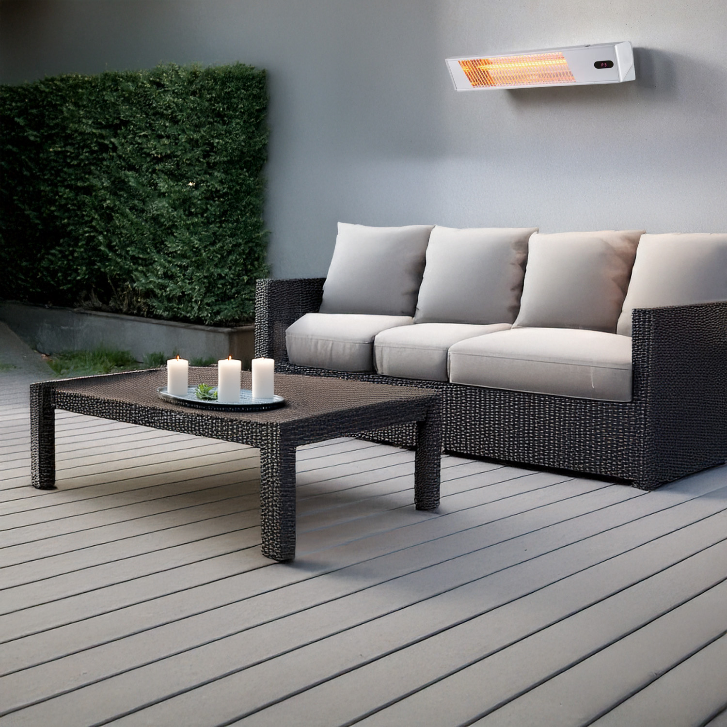 CALDO-IRA-INOX-2000-WIFI-ambientata - SINED | Pool Showers | Garden Chaise Lounge | Electric Fireplaces | Infrared Heaters