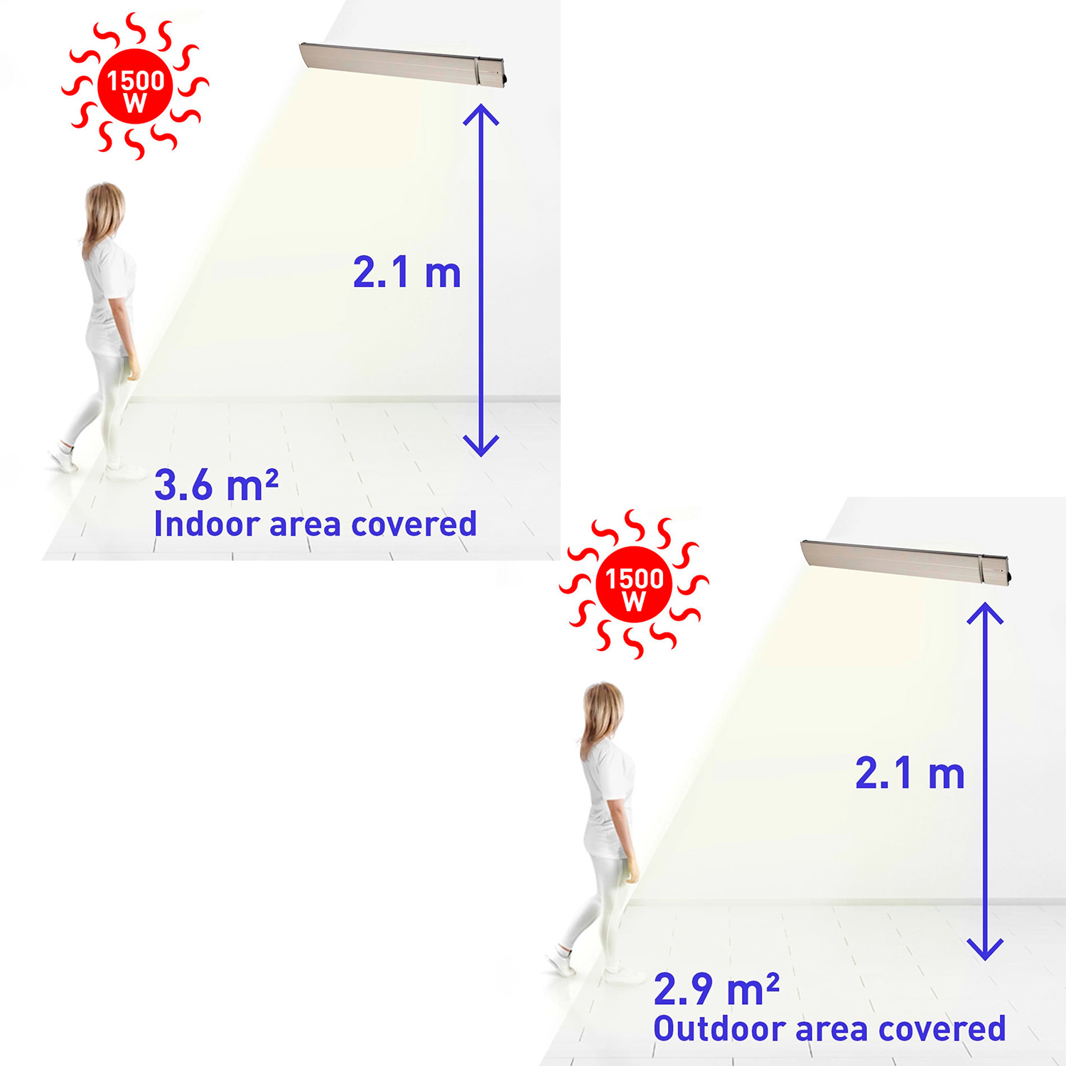 CALORE-BIANCO-1500-8 - SINED | Pool Showers | Garden Chaise Lounge | Electric Fireplaces | Infrared Heaters