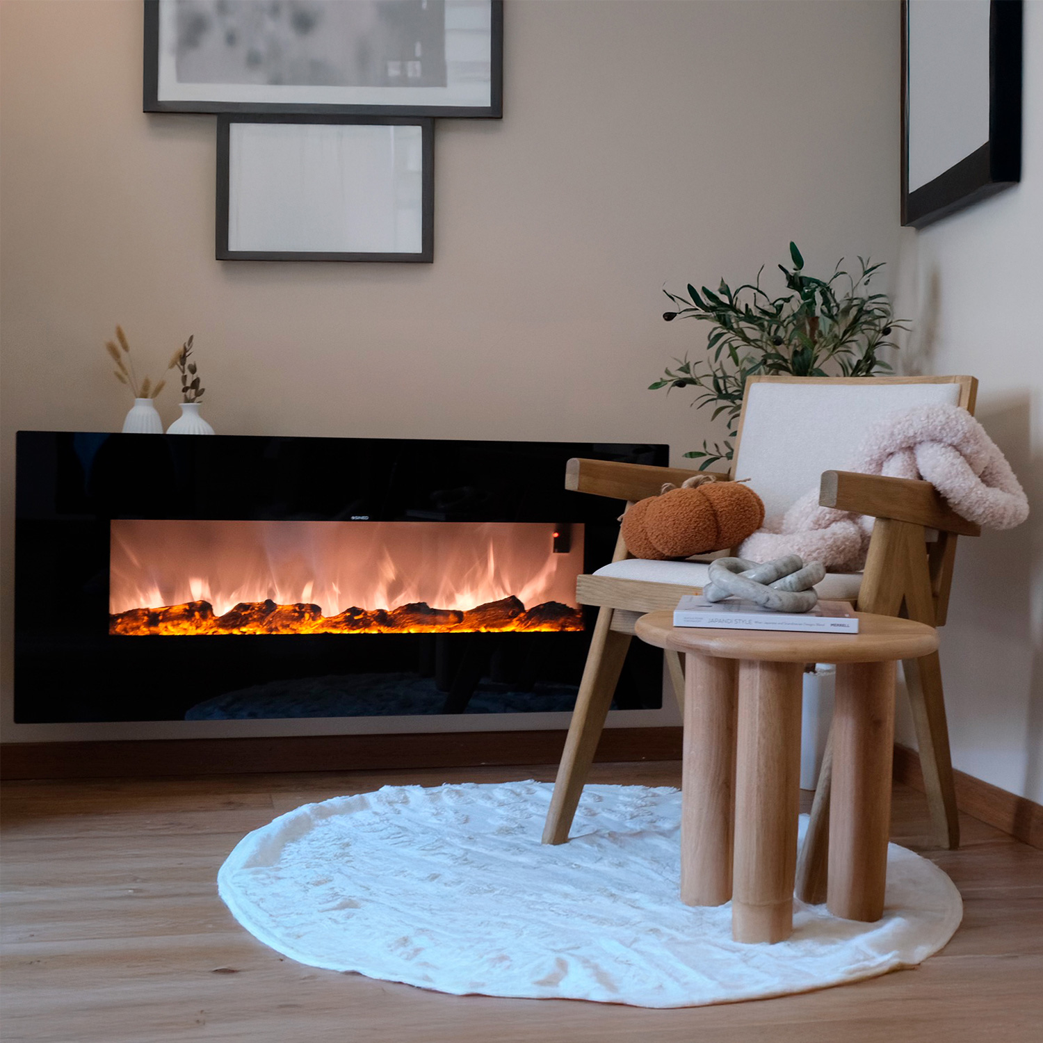 CAMINETTO-PARETE-STELVIO-ambientata - SINED | Pool Showers | Garden Chaise Lounge | Electric Fireplaces | Infrared Heaters