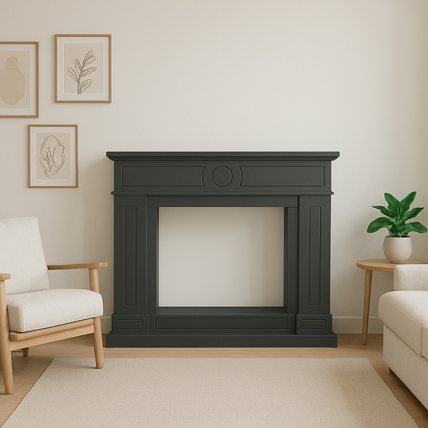 CORNICE-CAMINO-LIPARI-GRIGIO-ambientata - SINED | Pool Showers | Garden Chaise Lounge | Electric Fireplaces | Infrared Heaters