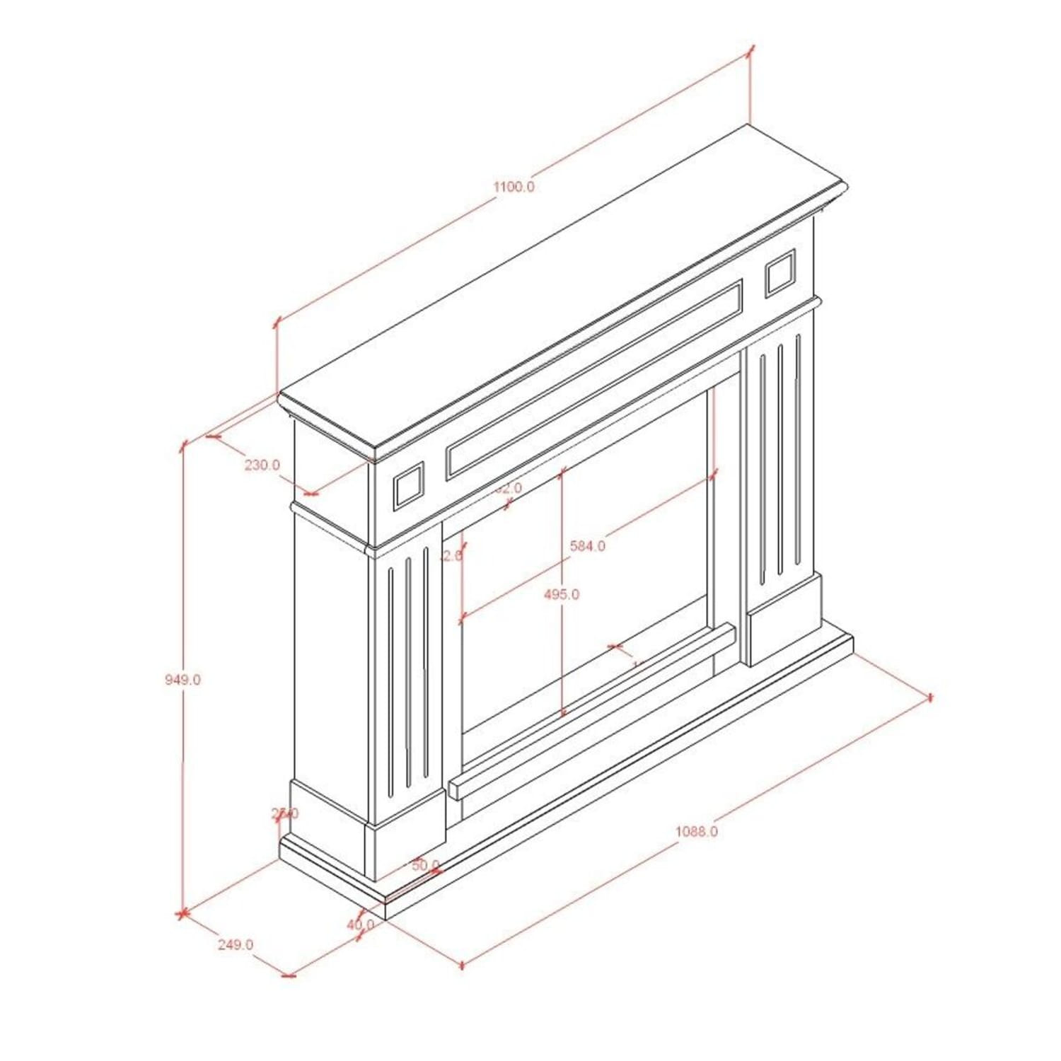 CORNICE-CAMINO-PIENZA-GRIGIO-4 - SINED | Pool Showers | Garden Chaise Lounge | Electric Fireplaces | Infrared Heaters