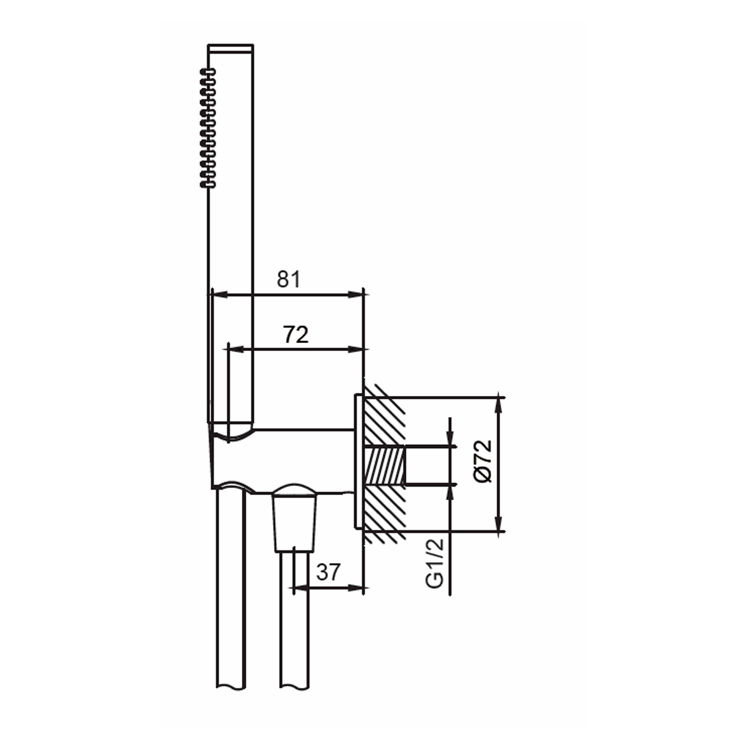 DOCCETTA-FLESSIBILE-MURO-LEVANTE - SINED | Pool Showers | Garden Chaise Lounge | Electric Fireplaces | Infrared Heaters