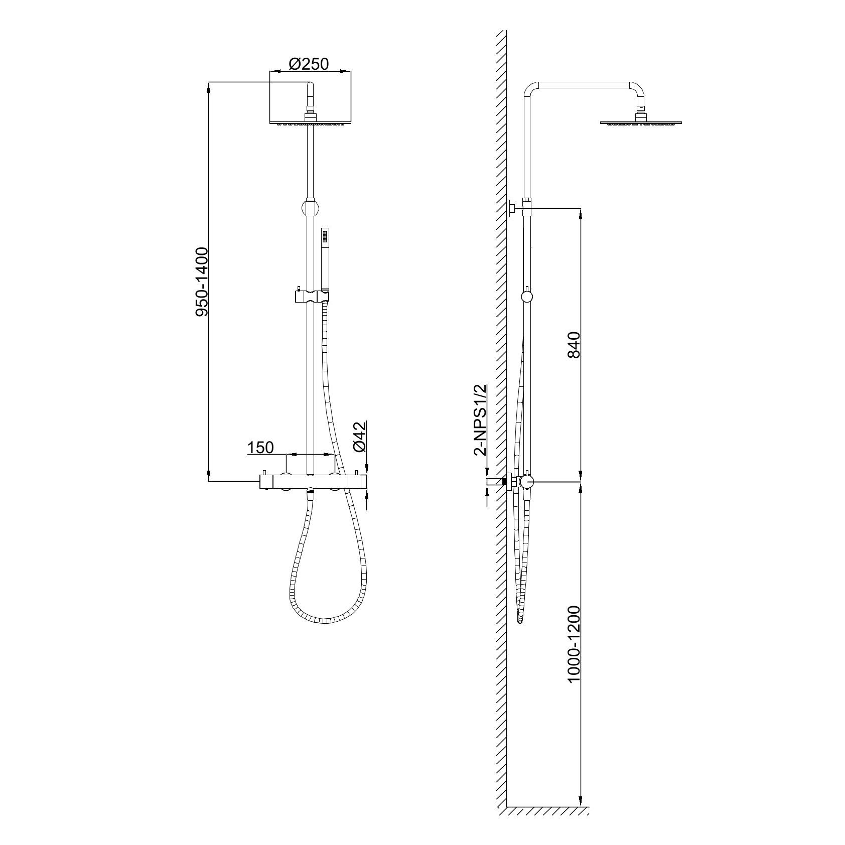 DOCCIA-PARETE-LEVANTE-TERMOSTATICA-INOX - SINED | Pool Showers | Garden Chaise Lounge | Electric Fireplaces | Infrared Heaters