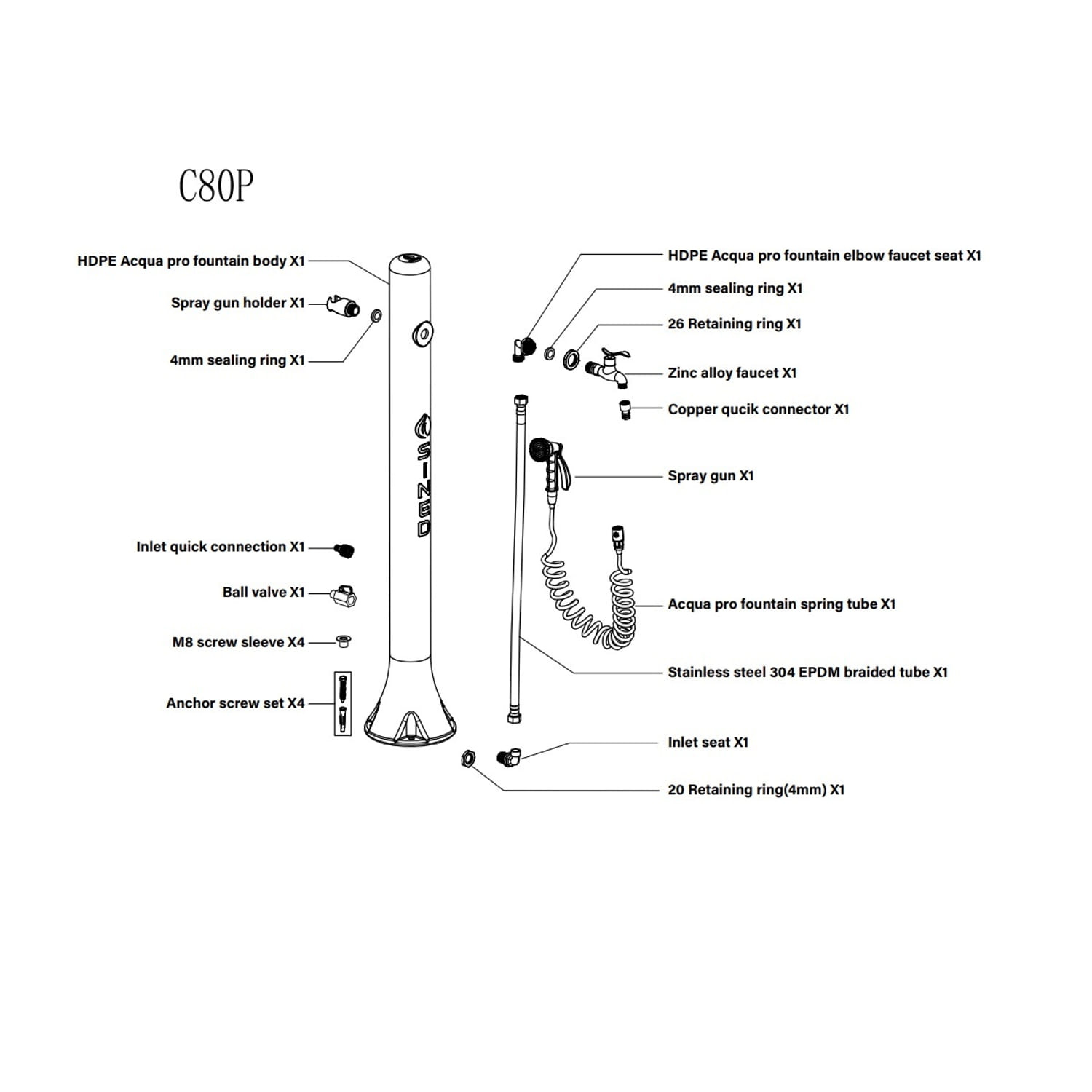 FONTANA-ACQUA-PRO-VERDE-8 - SINED | Pool Showers | Garden Chaise Lounge | Electric Fireplaces | Infrared Heaters