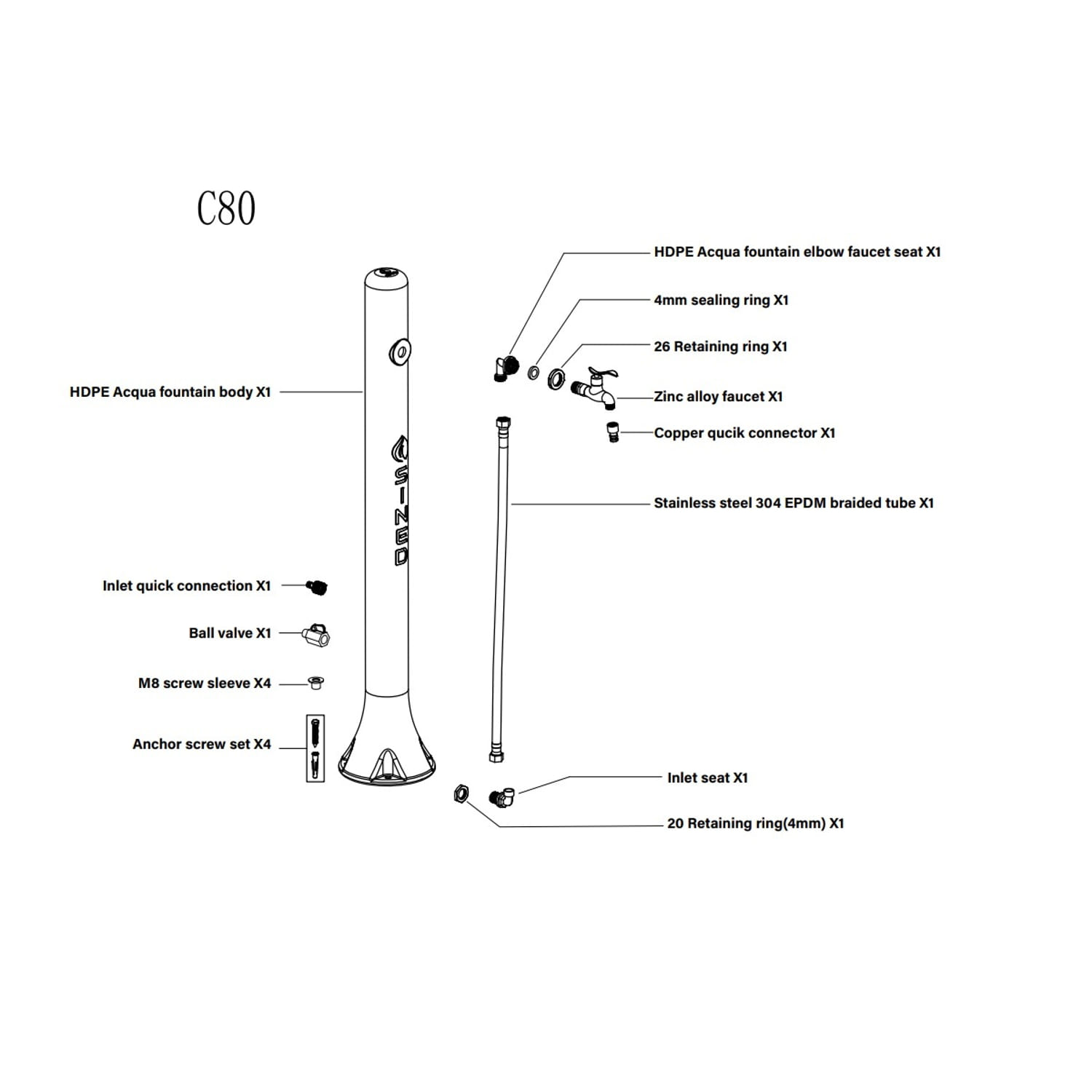 FONTANA-ACQUA-VERDE-8 - SINED | Pool Showers | Garden Chaise Lounge | Electric Fireplaces | Infrared Heaters