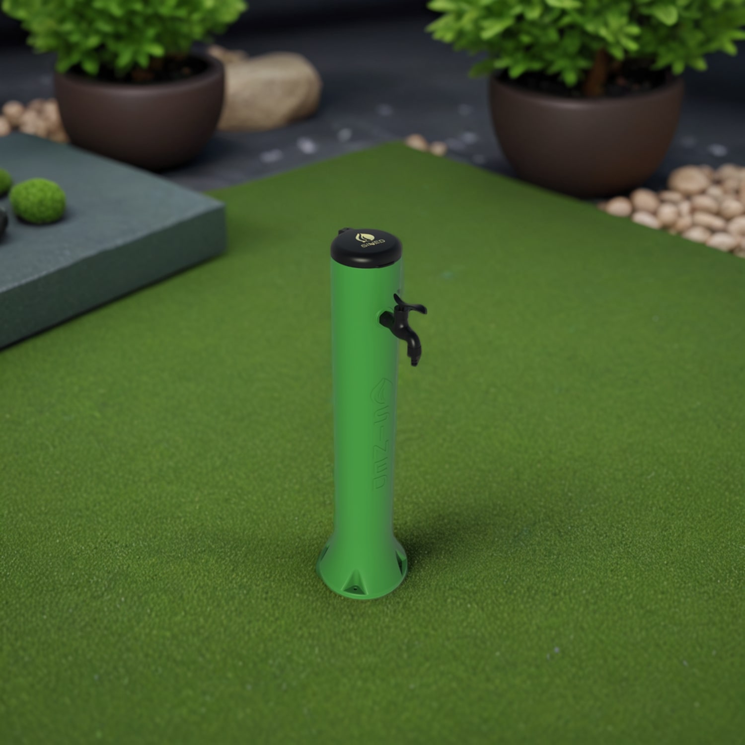 FONTANA-TRITONE-VERDE-ambientata - SINED | Pool Showers | Garden Chaise Lounge | Electric Fireplaces | Infrared Heaters