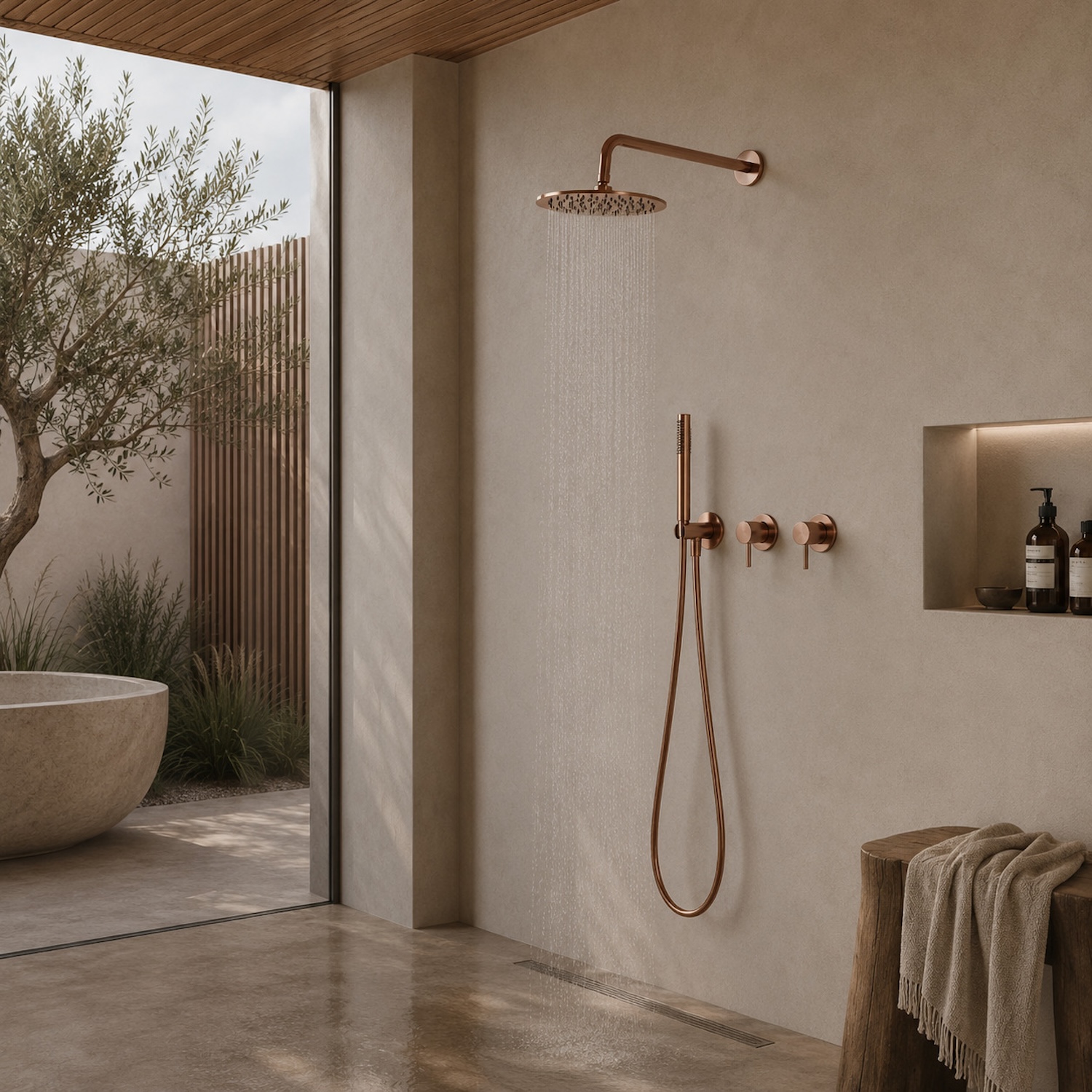 KIT-DOCCIA-PARETE-ACQUA-FREDDA-30-ORO-ROSA KIT DOCCIA PARETE ACQUA FREDDA 30 ORO ROSA Ambientata 1