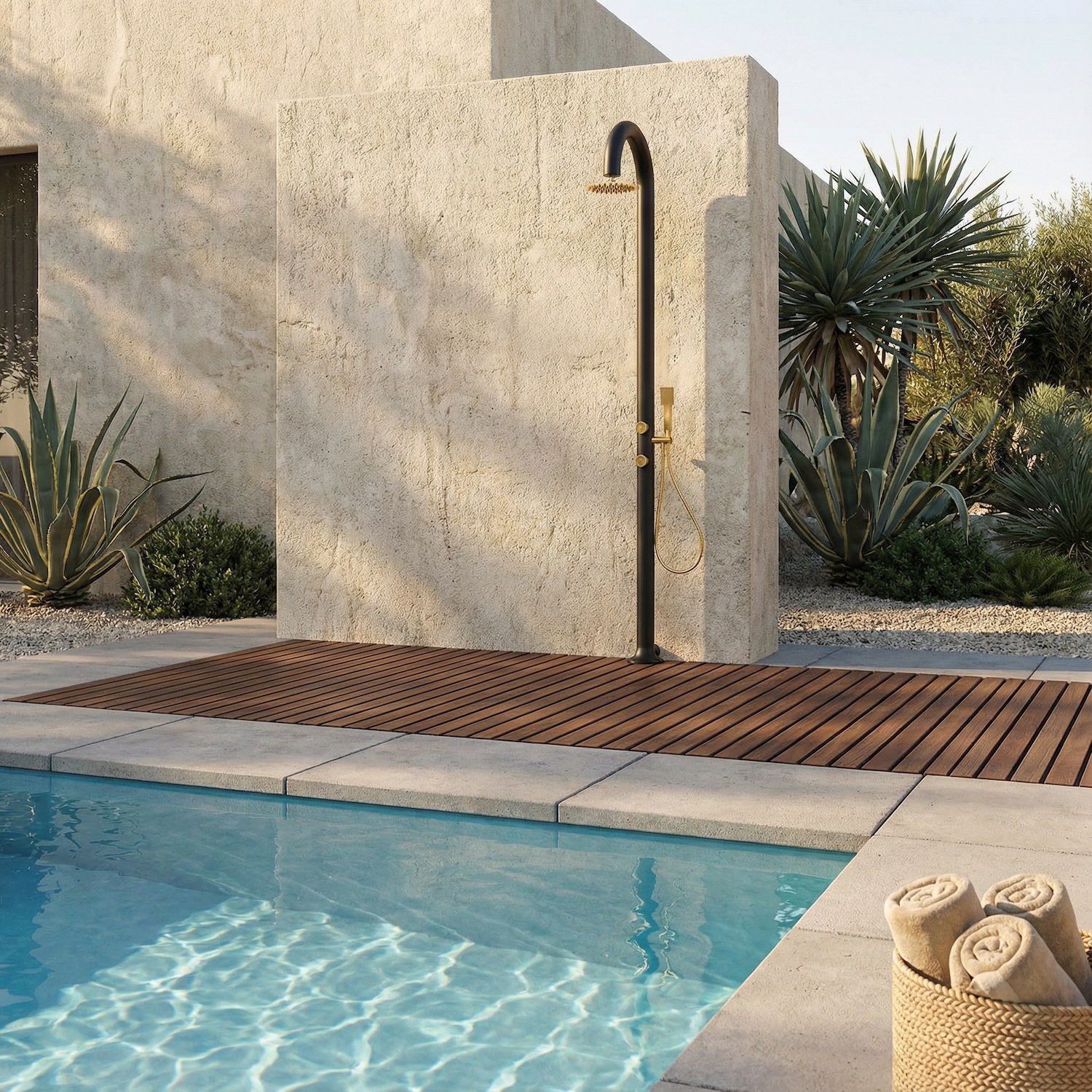 LUNA-ALU-D-NERA-ORO-ambientata - SINED | Pool Showers | Garden Chaise Lounge | Electric Fireplaces | Infrared Heaters