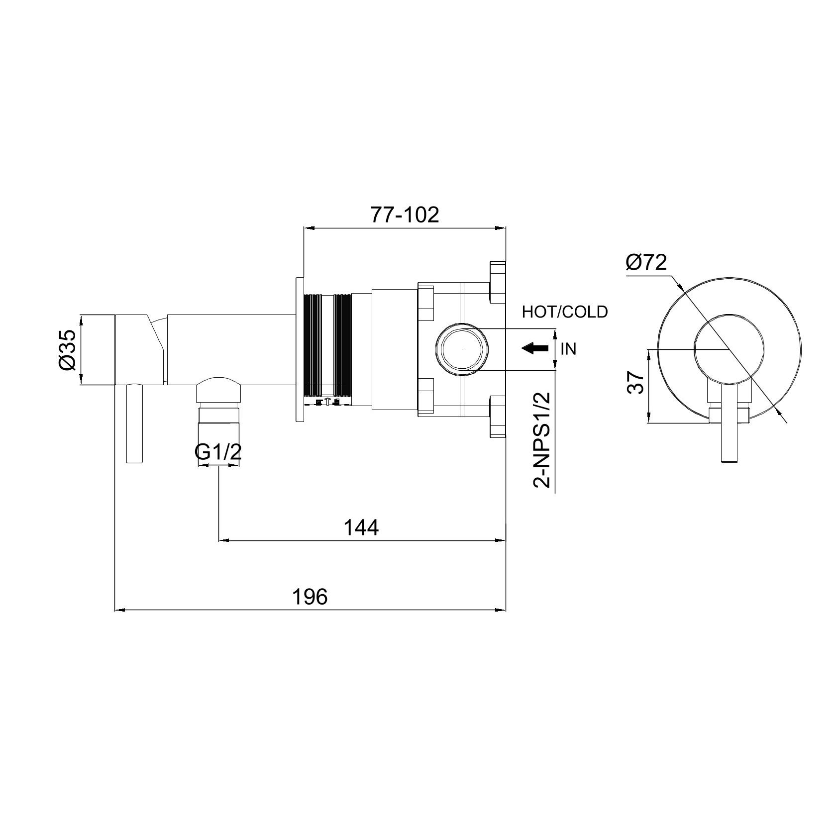 MISCELATORE-MURO-ATTACCO-DOCCINO-LEVANTE-INOX - Image 3